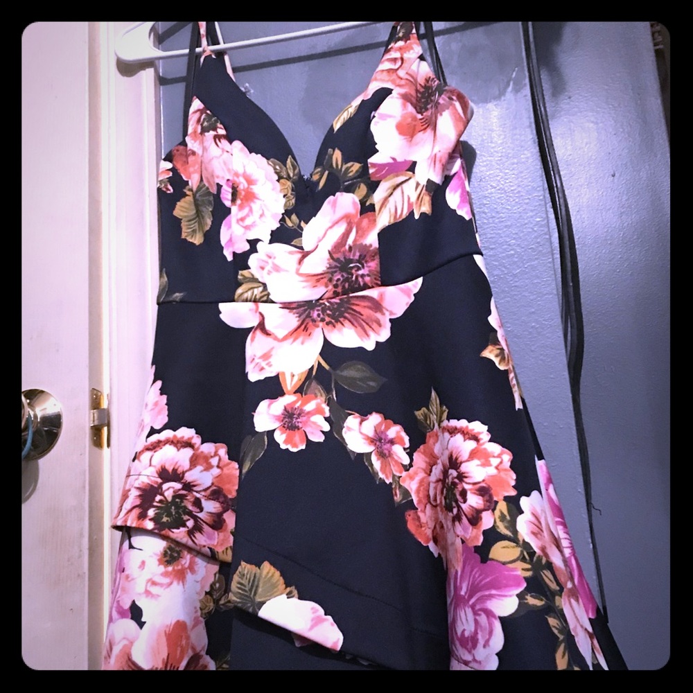 Navy/blush cocktail dress